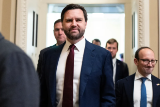Vice President JD Vance leaves the Republican senate luncheon in the U.S. Capitol in Washington, D.C. on Wednesday, Feb. 19. Photo by Tom Williams/CQ Roll Call via