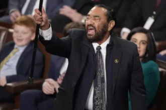 Representative Al Green speaks at the Capitol in Washington on January 3. AP Photo/Mark Schiefelbein