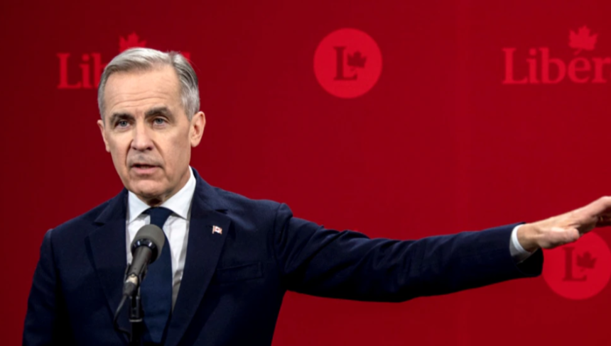 Mark Carney, exgobernador del Banco de Canadá, durante una conferencia de prensa en la carrera por el liderazgo del Partido Liberal federal para reemplazar al primer ministro canadiense Justin Trudeau en los estudios MELS en Montreal, Canadá, el 25 de febrero de 2025