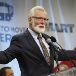 Lancaster Mayor R. Rex Parris speaks at a 2017 event. His recent provocative remarks about homeless people went viral and drew outrage far beyond the high desert city. (Al Seib / Los Angeles Times