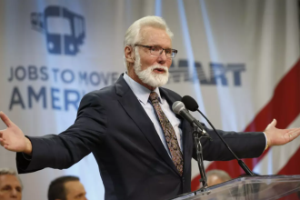 Lancaster Mayor R. Rex Parris speaks at a 2017 event. His recent provocative remarks about homeless people went viral and drew outrage far beyond the high desert city. (Al Seib / Los Angeles Times