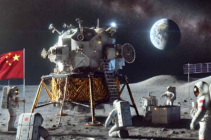 La Agencia Espacial Tripulada de China presenta avances en su misión lunar, mostrando actividades en la superficie lunar a través de un vídeo animado. Foto: DALL E.