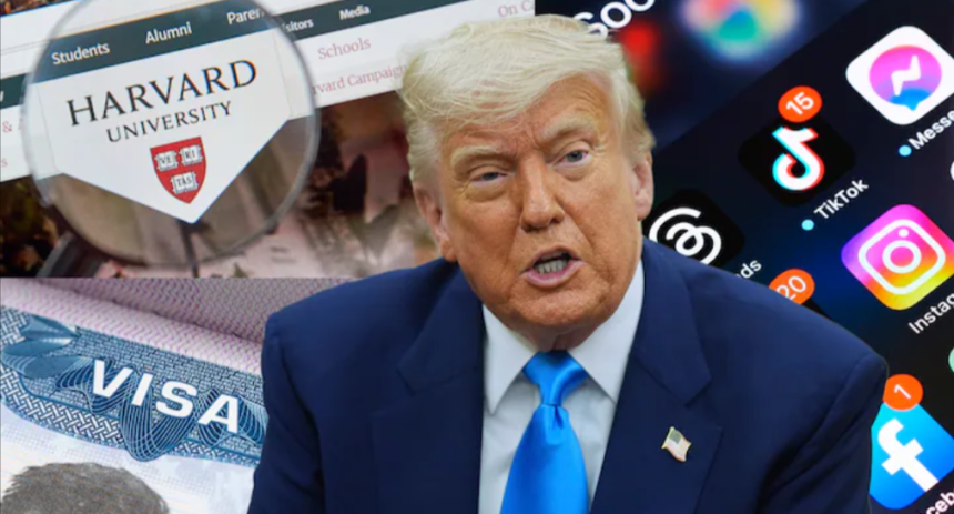 Donald Trump redes sociales visa a estados unidos, Harvard | Foto: AP / Adobe Stock