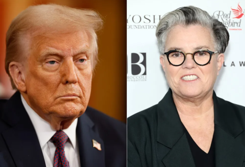 (L-R) U.S. President Donald Trump attends inauguration ceremonies in the Rotunda of the U.S. Capitol on Jan. 20, 2025. Rosie O'Donnell attends the Friendly House "Stronger Together" 33rd annual awards luncheon on Oct. 28, 2023 in Beverly Hills, Calif. Global News / Getty Images