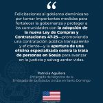 Embajada de EE. UU. felicita al Gobierno del presidente Abinader por fortalecer la gobernanza con la adopción de la nueva Ley de Compras y Contrataciones 47-25