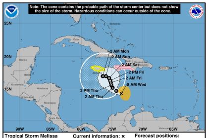 Indomet: Melissa mantendrá nublados y fuertes lluvias en todo el país; podría convetirse en huracán este jueves
